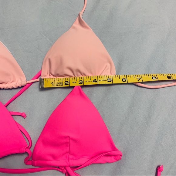 Set of 2 Pink Halter Triangle Bikini Tops - Picture 6 of 8